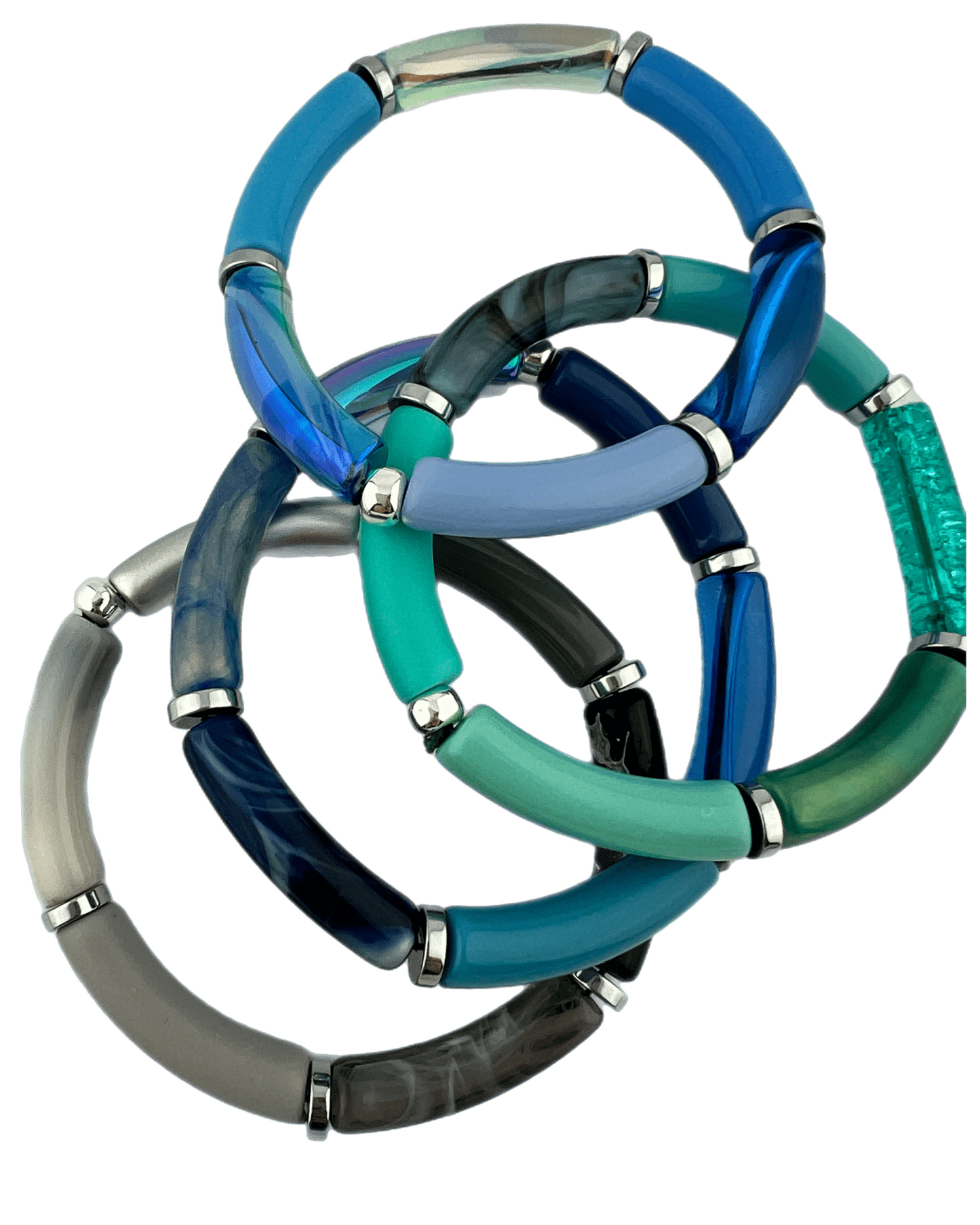 Armband Tube winterkleuren blauw mix zilver - HanneHaves
