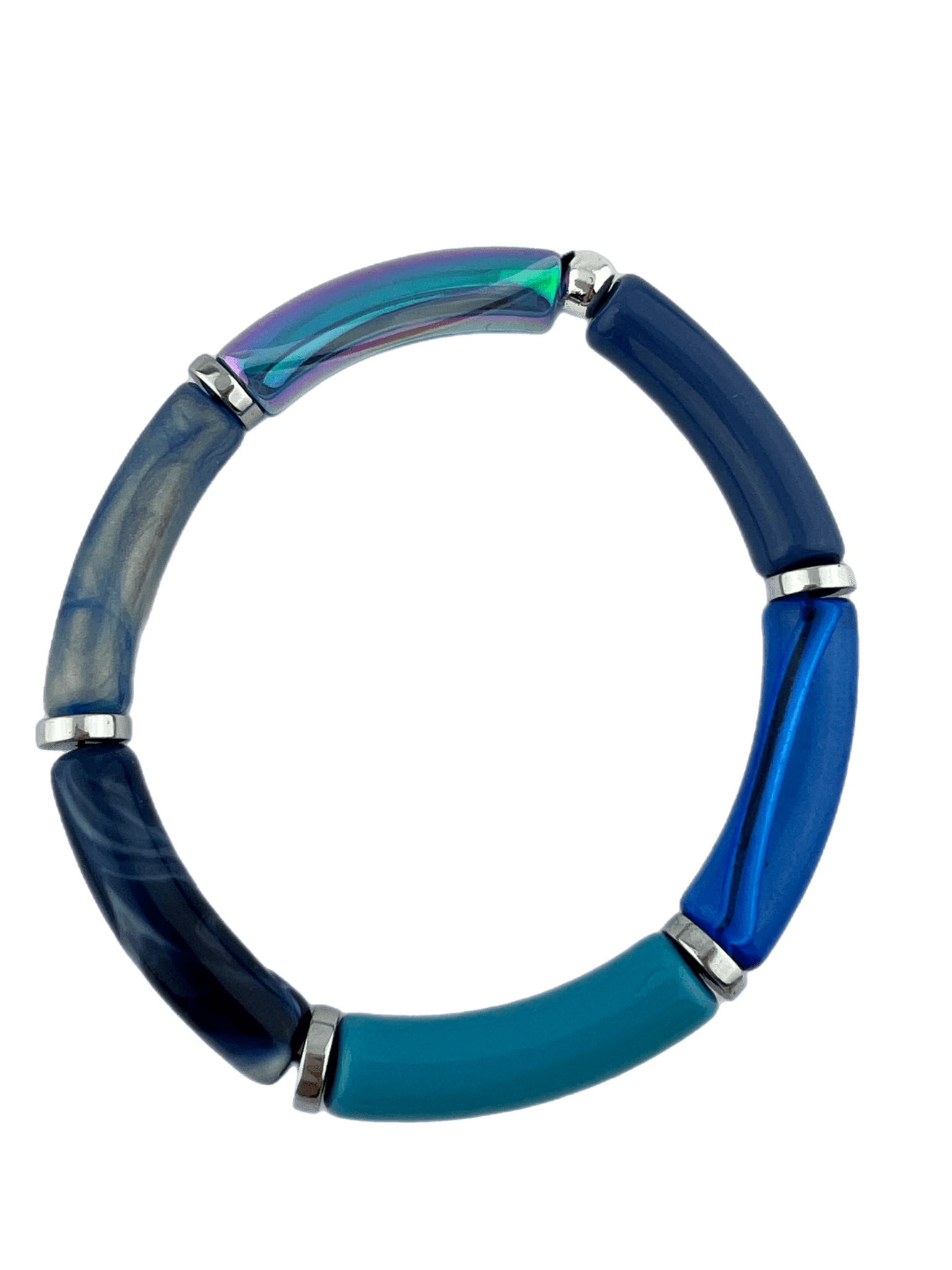 Armband Tube winterkleuren blauw mix zilver - HanneHaves