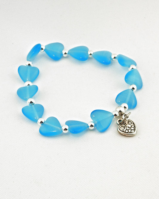 Armband Harten Zilver Turquoise