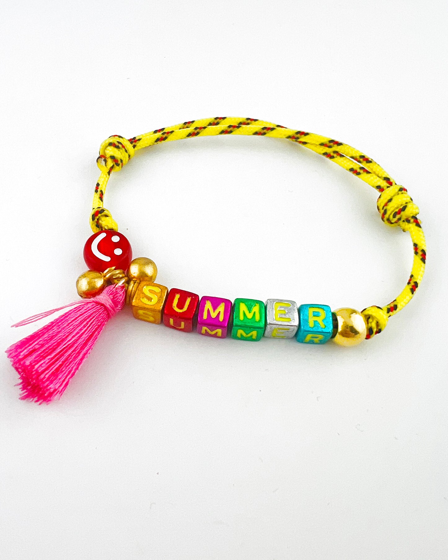 Armband Smiley Letters(Kies uit meerdere kleuren koord)