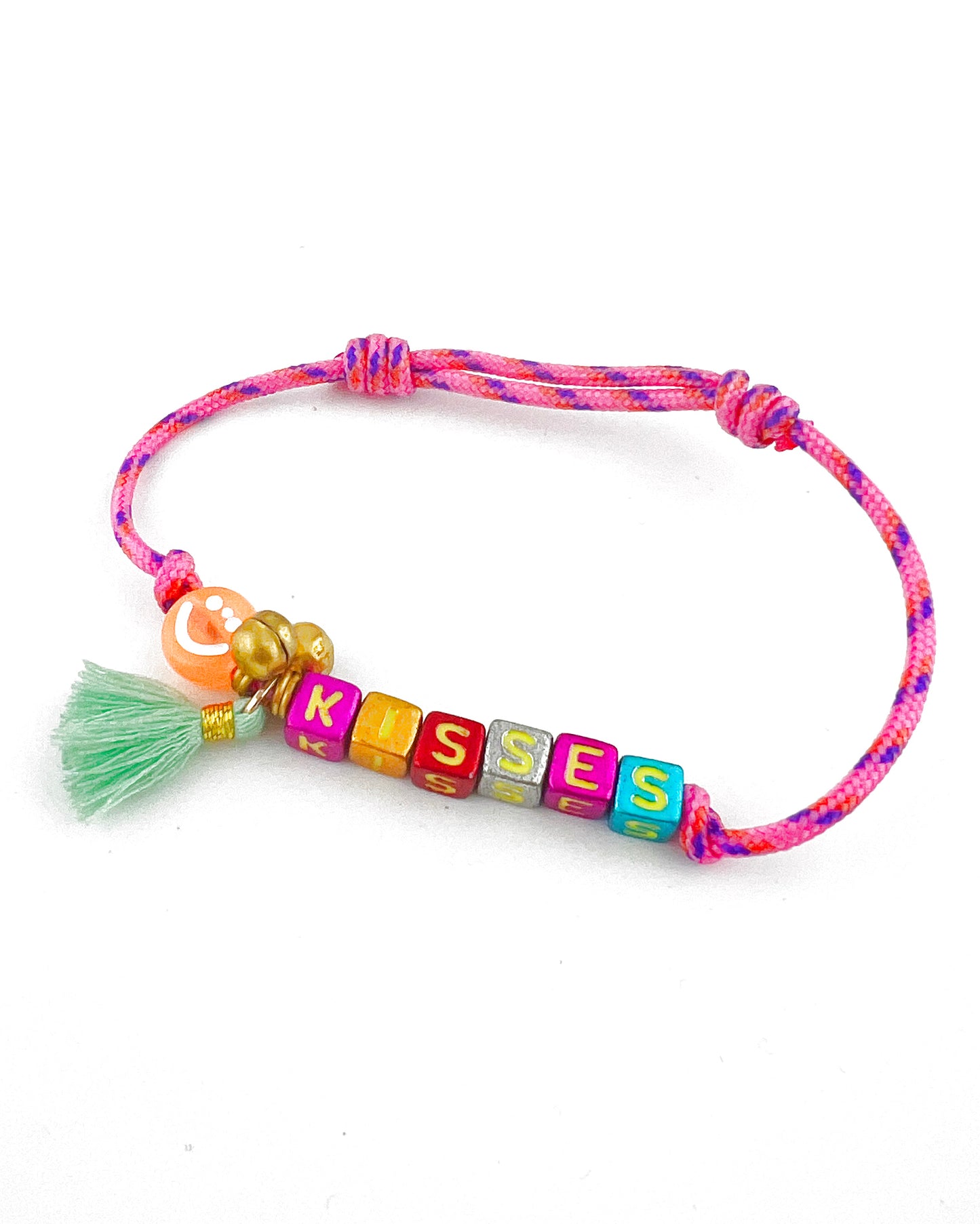 Armband Smiley Letters(Kies uit meerdere kleuren koord)