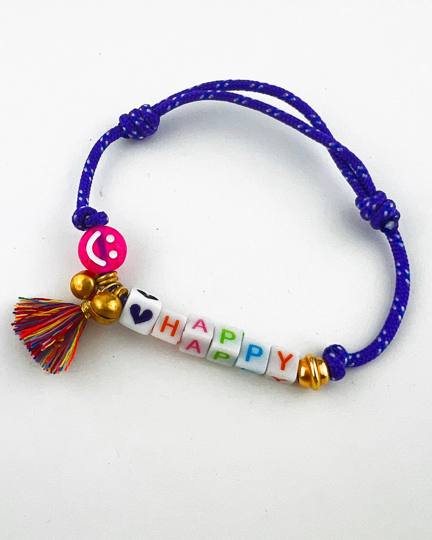 Armband Smiley Letters(Kies uit meerdere kleuren koord)