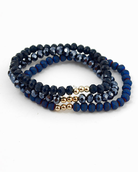 Armbanden set facet kralen midnight blue