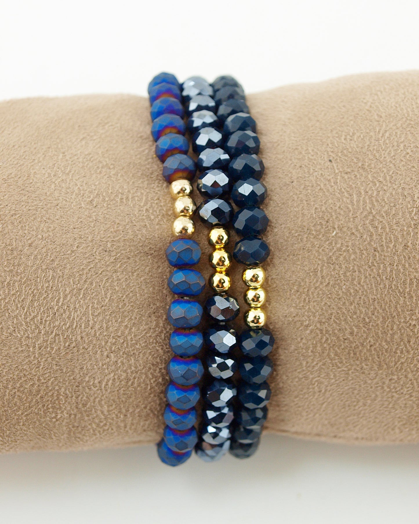 Armbanden set facet kralen midnight blue