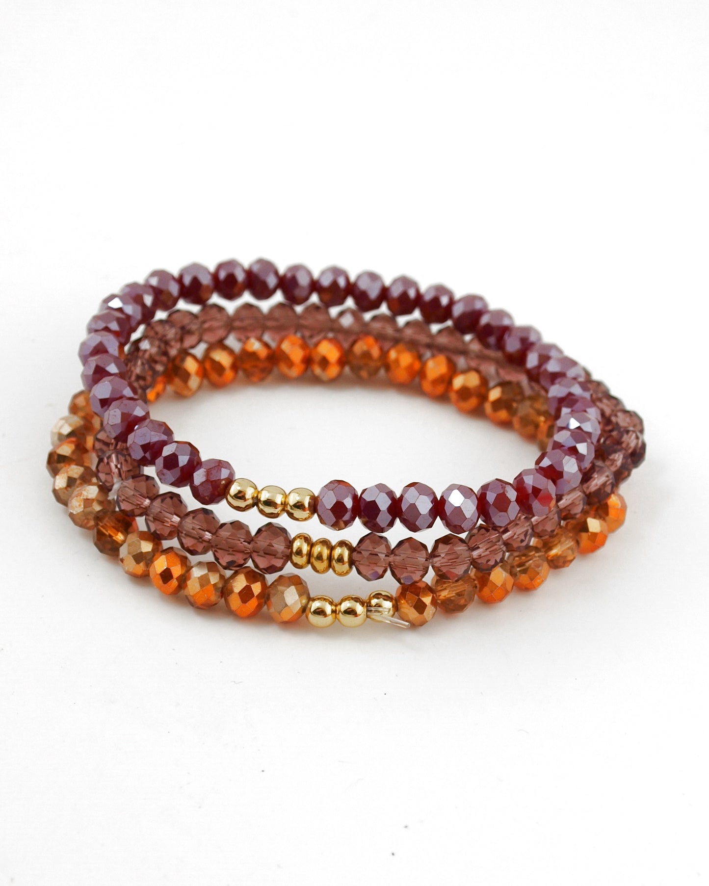 Armbanden set facet kralen aubergine