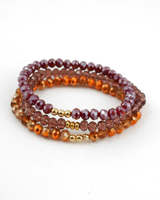 Armbanden set facet kralen aubergine