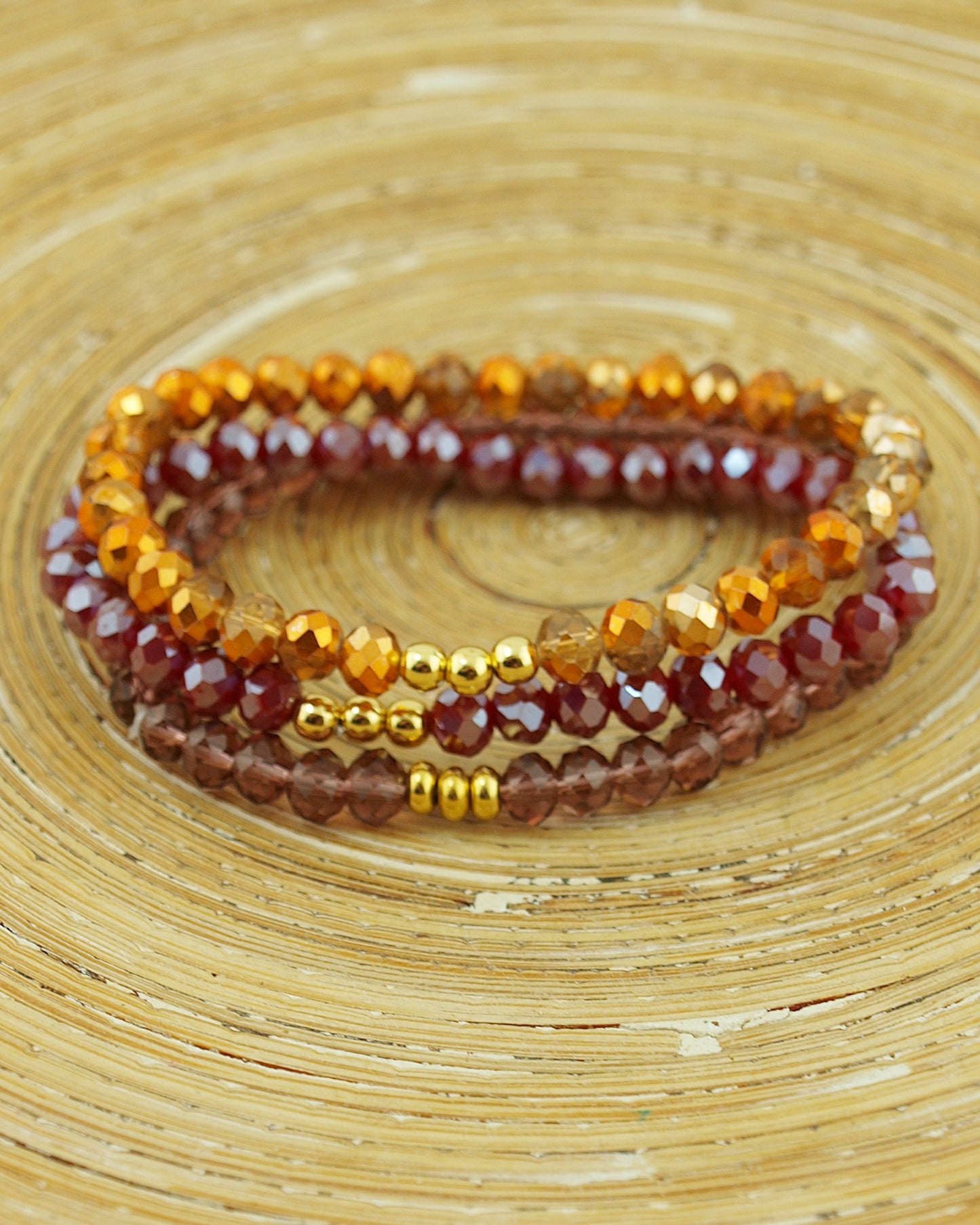 Armbanden set facet kralen aubergine