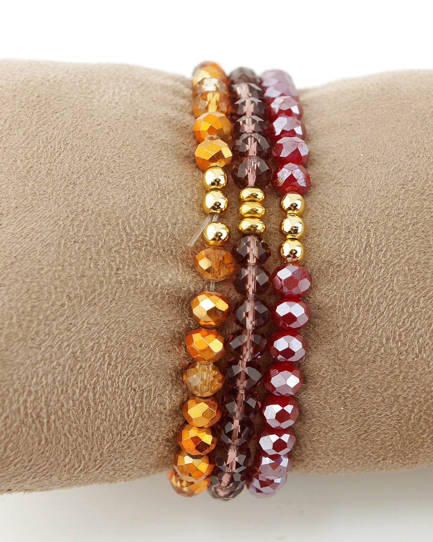 Armbanden set facet kralen aubergine