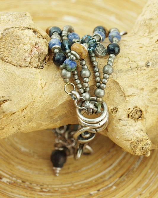 Bedel armband zwart blauw