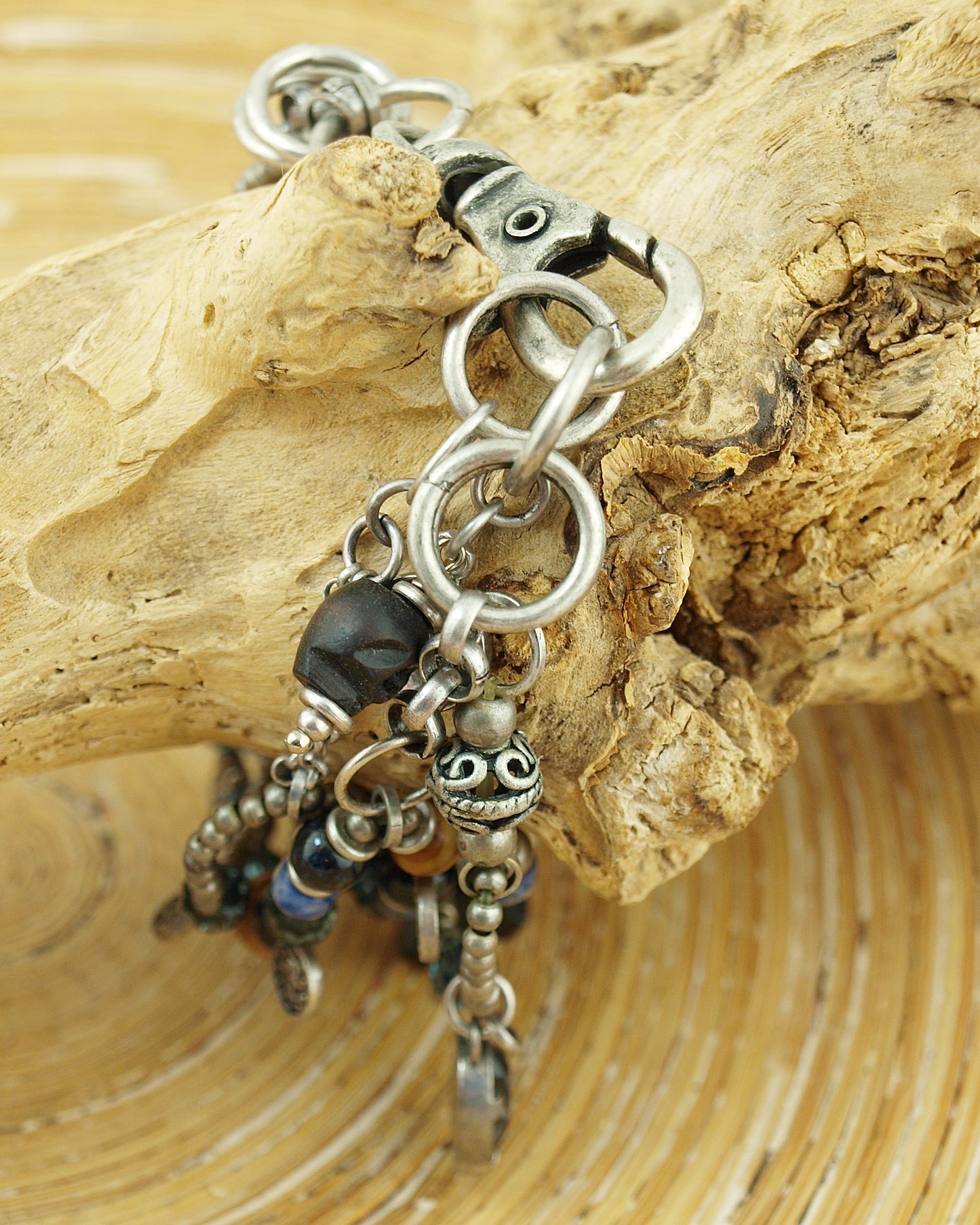 Bedel armband zwart blauw
