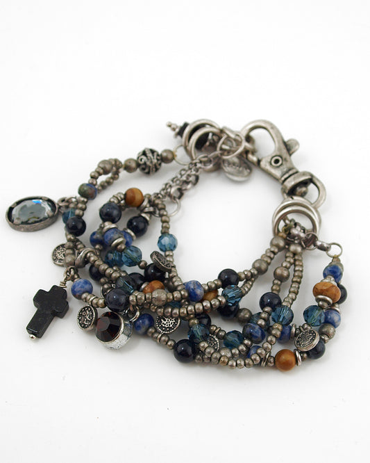 Bedel armband zwart blauw