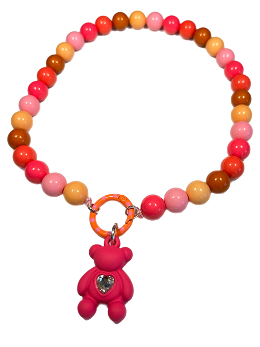Ketting Big Beads roze beer 14 mm