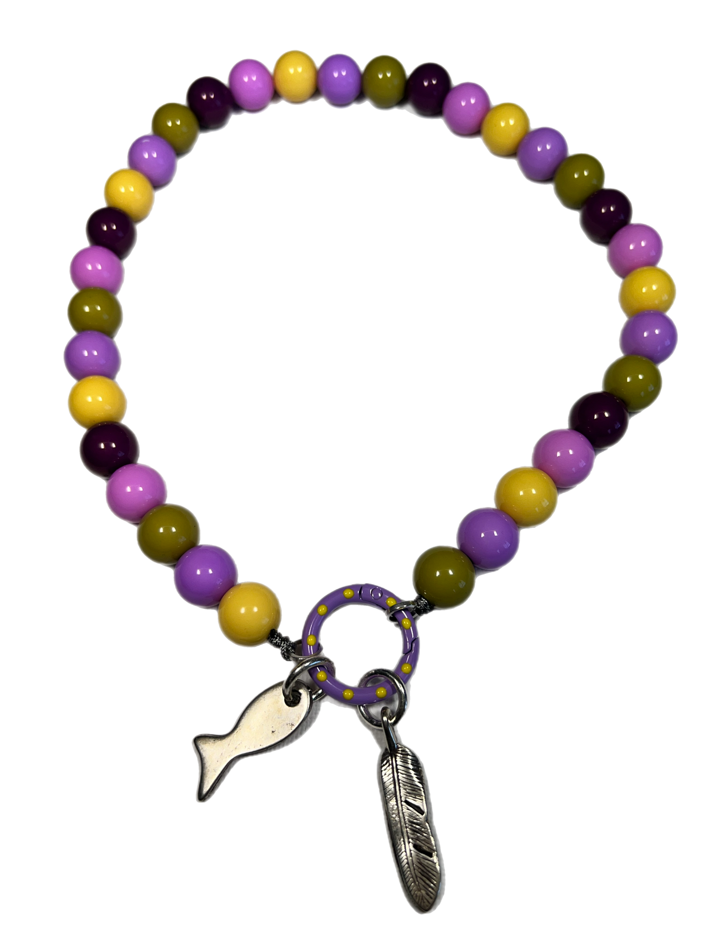 Ketting Big Beads paars lila vis 14 mm