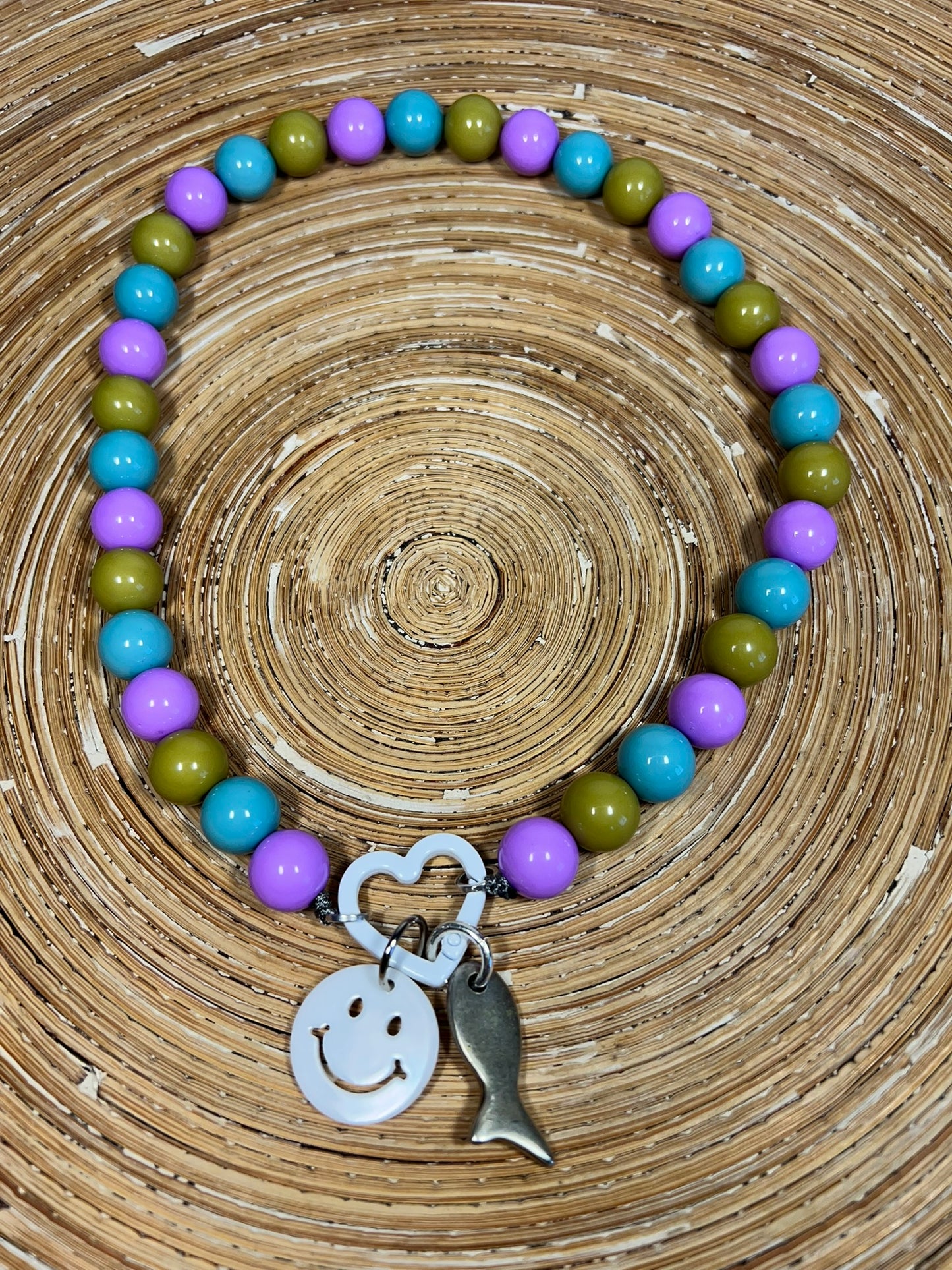 Ketting Big Beads lila turquoise vis 14 mm