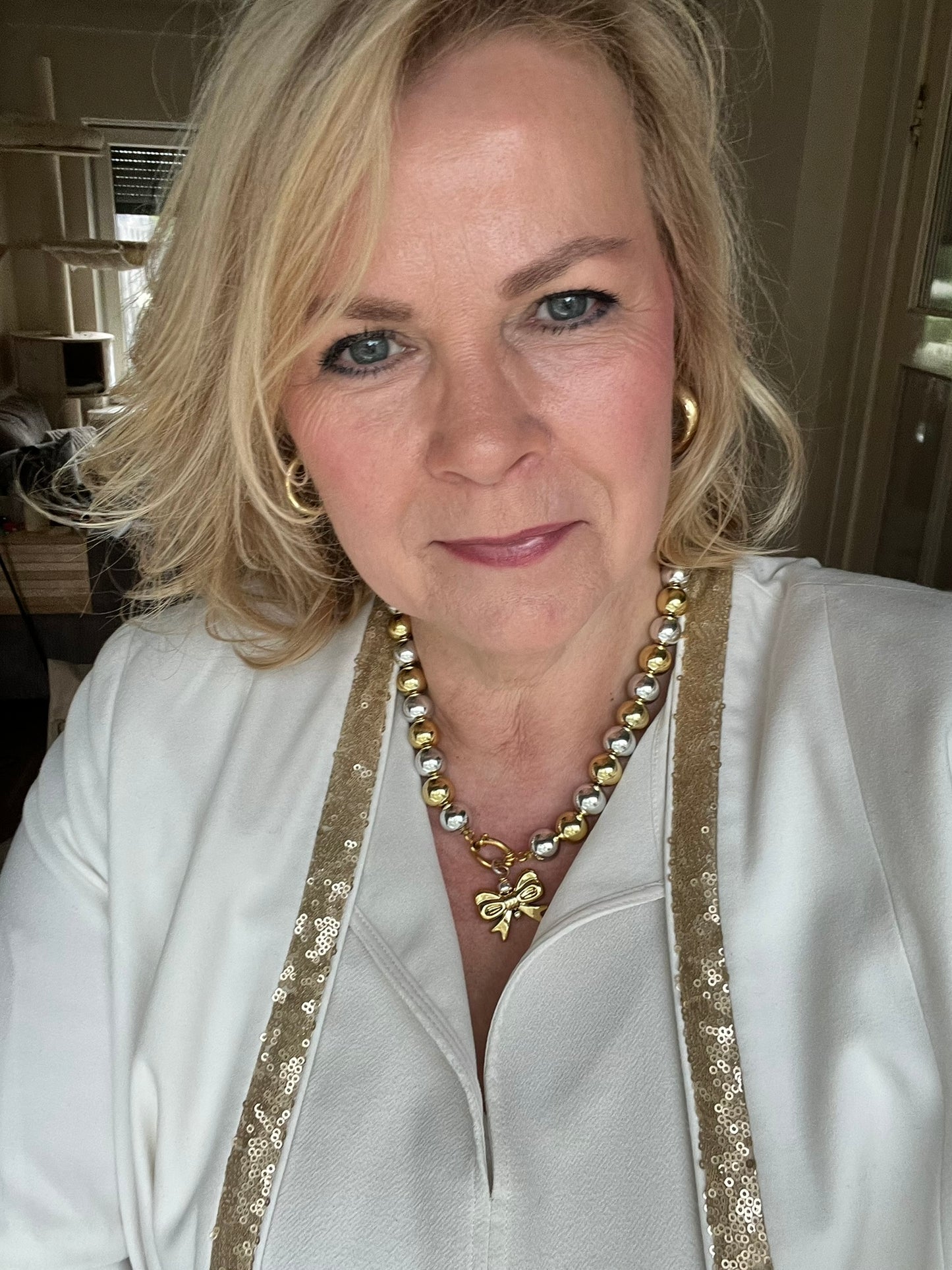 Ketting Big Beads Goud Zilver 14 mm strik