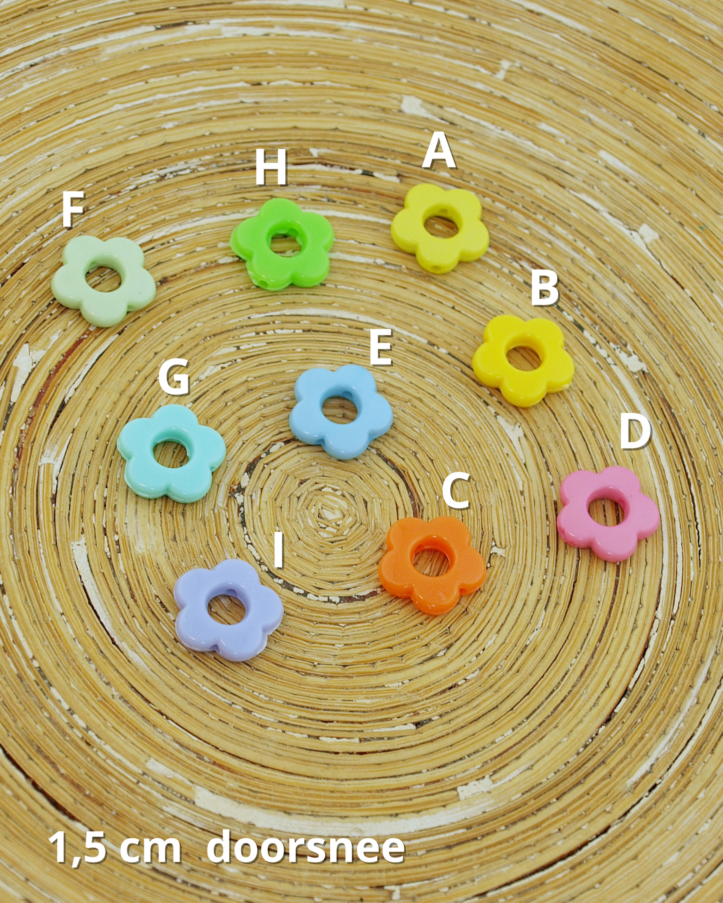 Oorbellen: creolen met bloemen hangers mix & match rosé goud