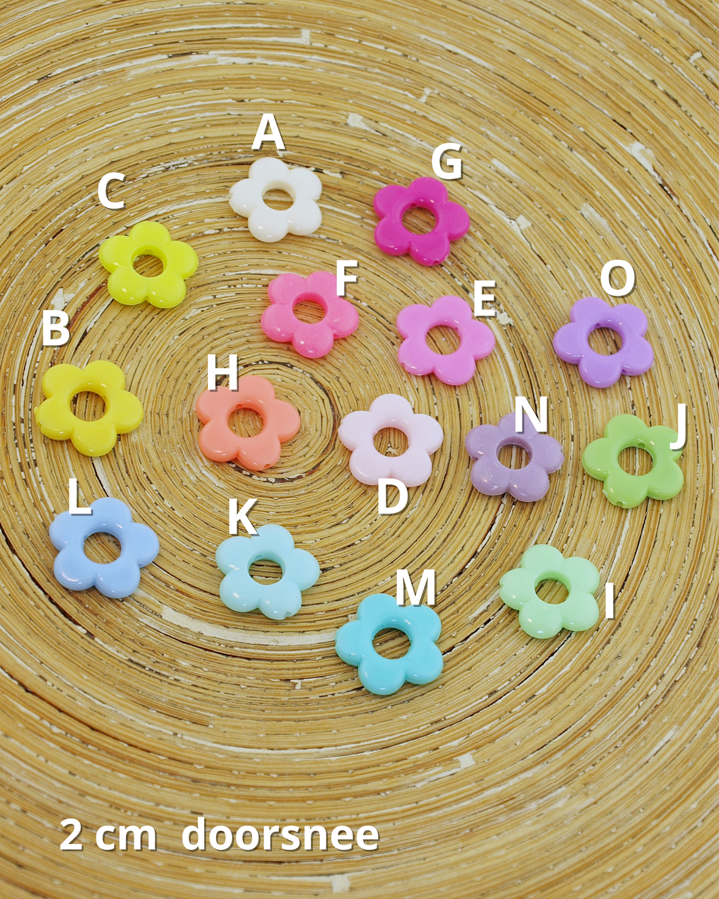 Oorbellen: creolen met bloemen hangers mix & match rosé goud
