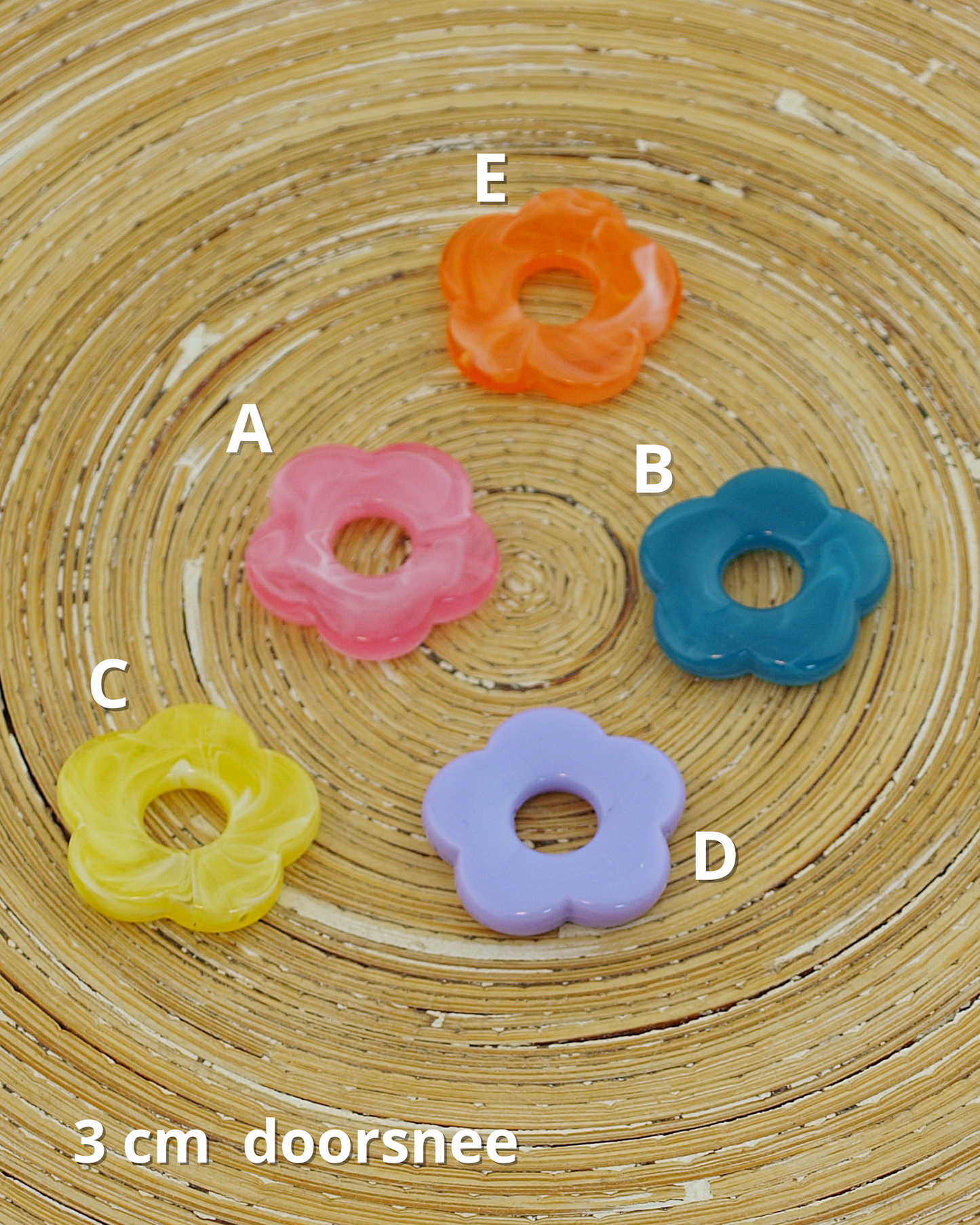 Oorbellen: creolen met bloemen hangers mix & match rosé goud