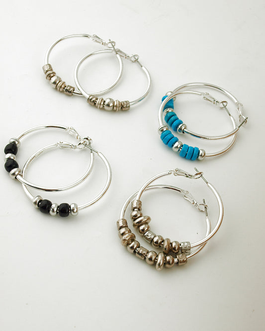 Oorbellen Creolen: Silver Beads
