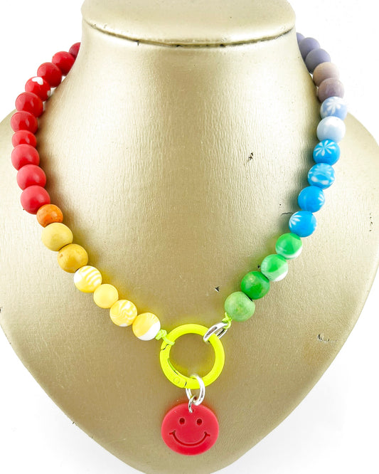 Ketting Big Beads regenboog 10 mm rood