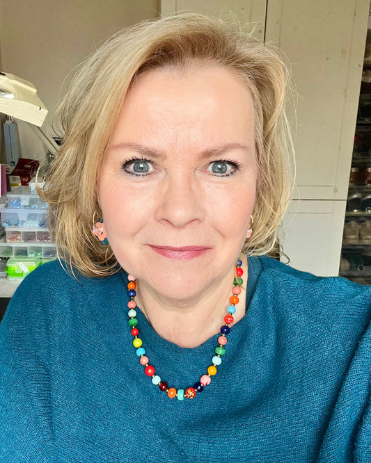 Ketting Big Beads multi color keramiek