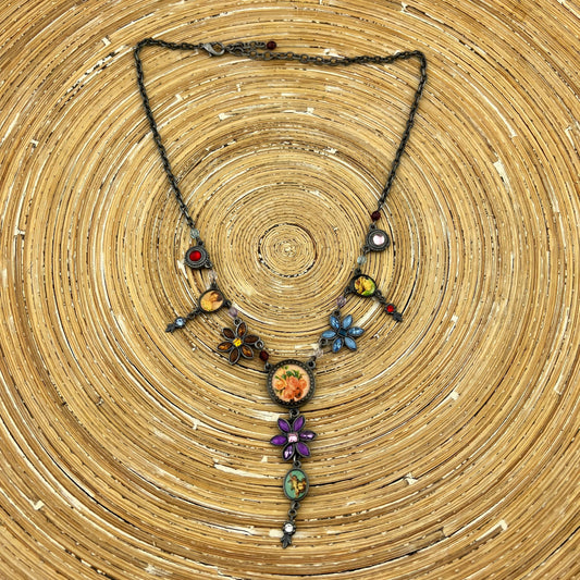 Ketting floral antique silver