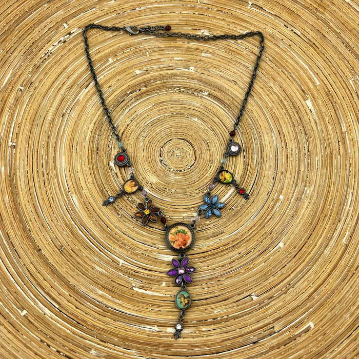 Ketting floral antique silver