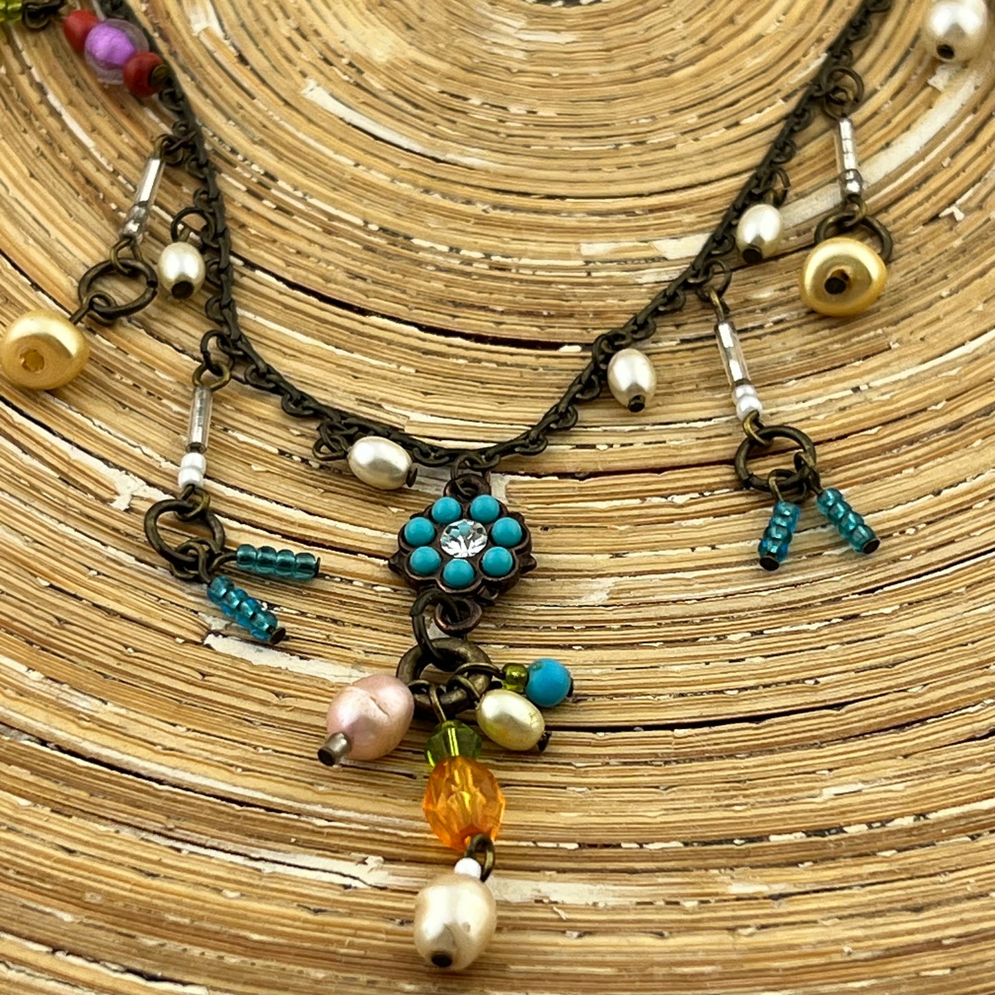 Ketting floral bronze