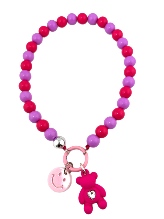 Ketting Big Beads roze beer 14 mm