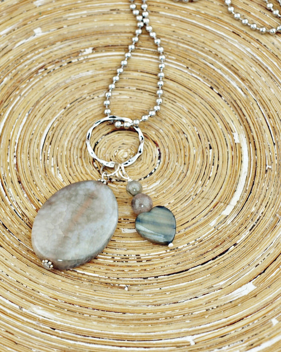 Lange ketting Grey Heart Shell