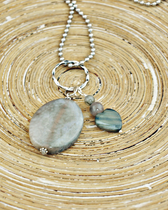 Lange ketting Grey Heart Shell