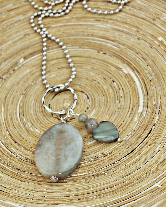 Lange ketting Grey Heart Shell