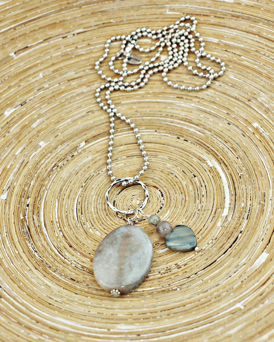 Lange ketting Grey Heart Shell