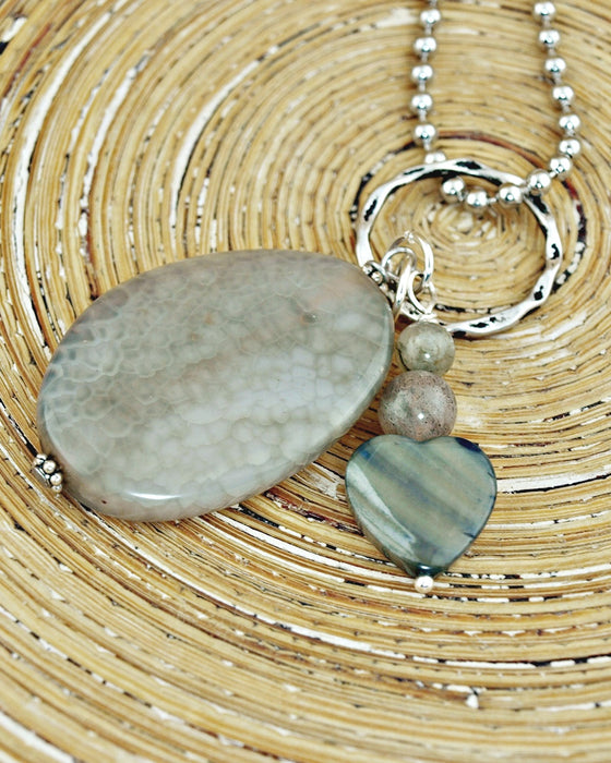 Lange ketting Grey Heart Shell
