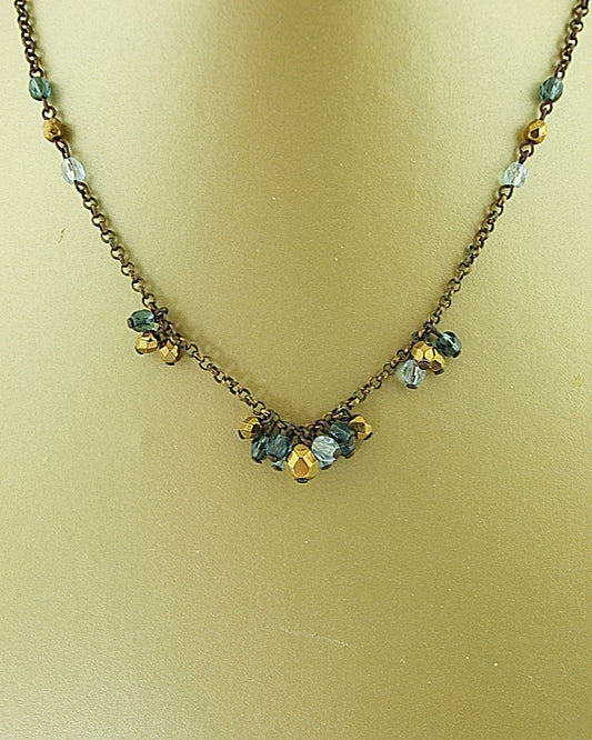 Korte ketting blauw goud bundle