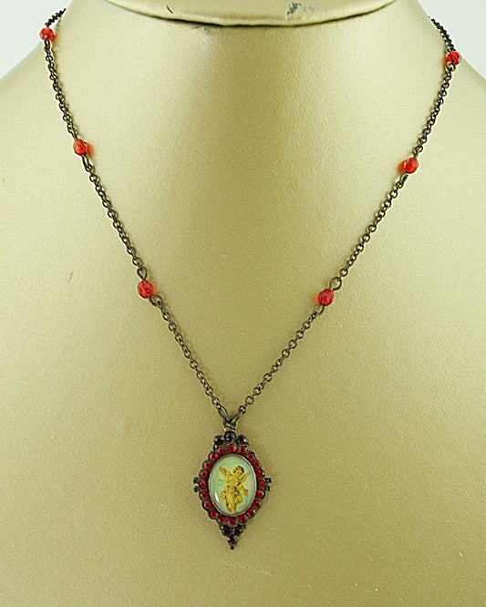 Korte ketting beschermengel medaillon