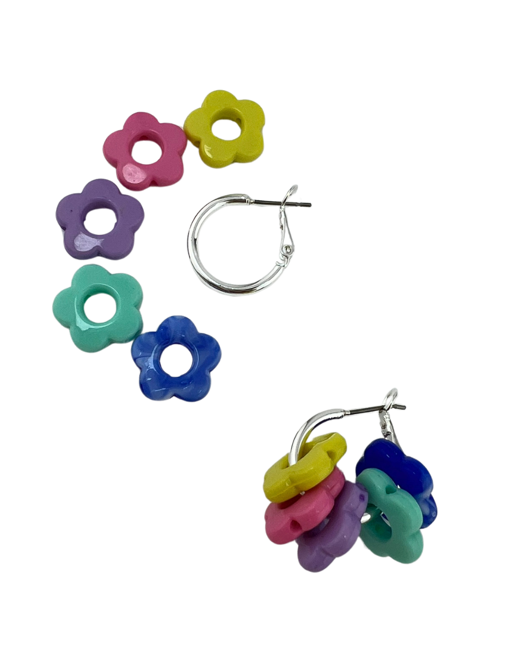 Oorbellen creolen Bloemkralen frisse kleuren Small