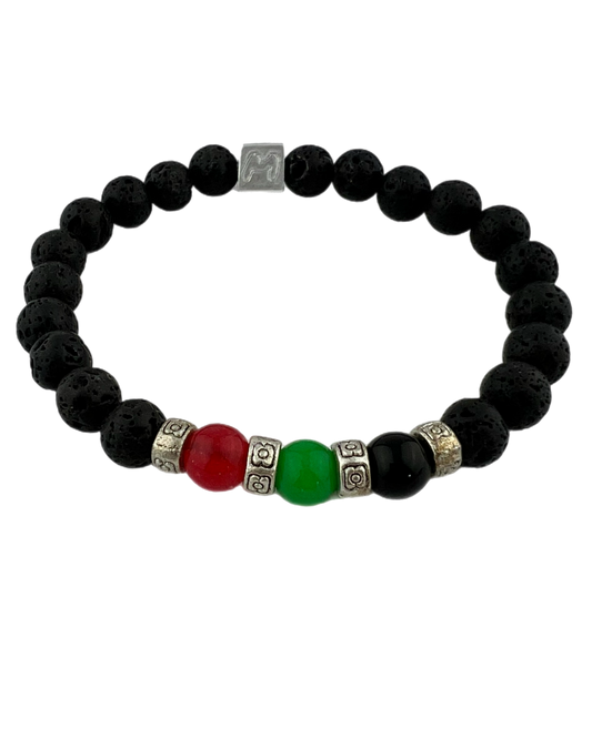 N.E.C. armband van jade en lavasteen in rood, groen en zwart. Voor geluk, kracht en echte clubtrots, dicht bij jouw hart.