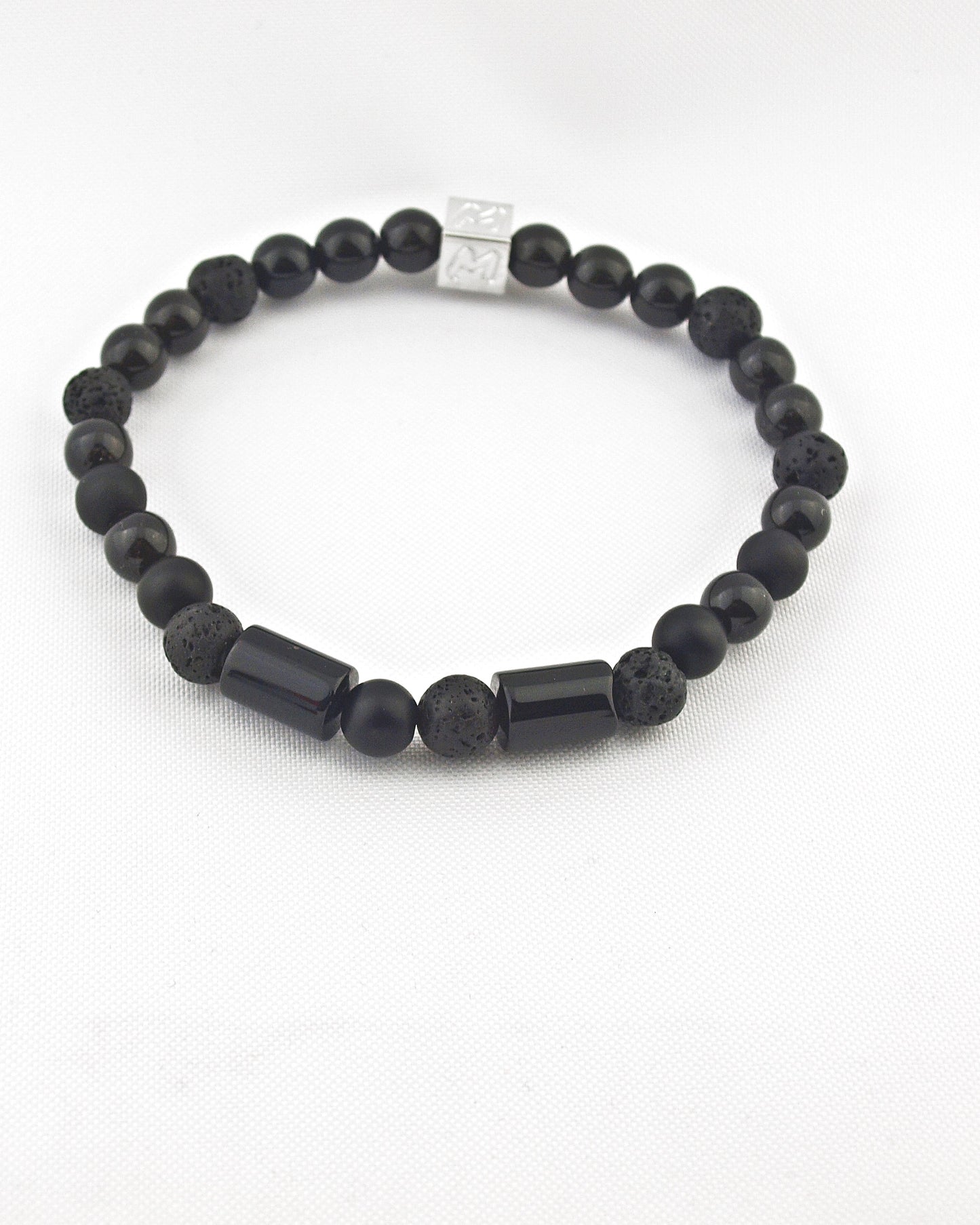 Natuursteenarmband Tube Laquan Zwart