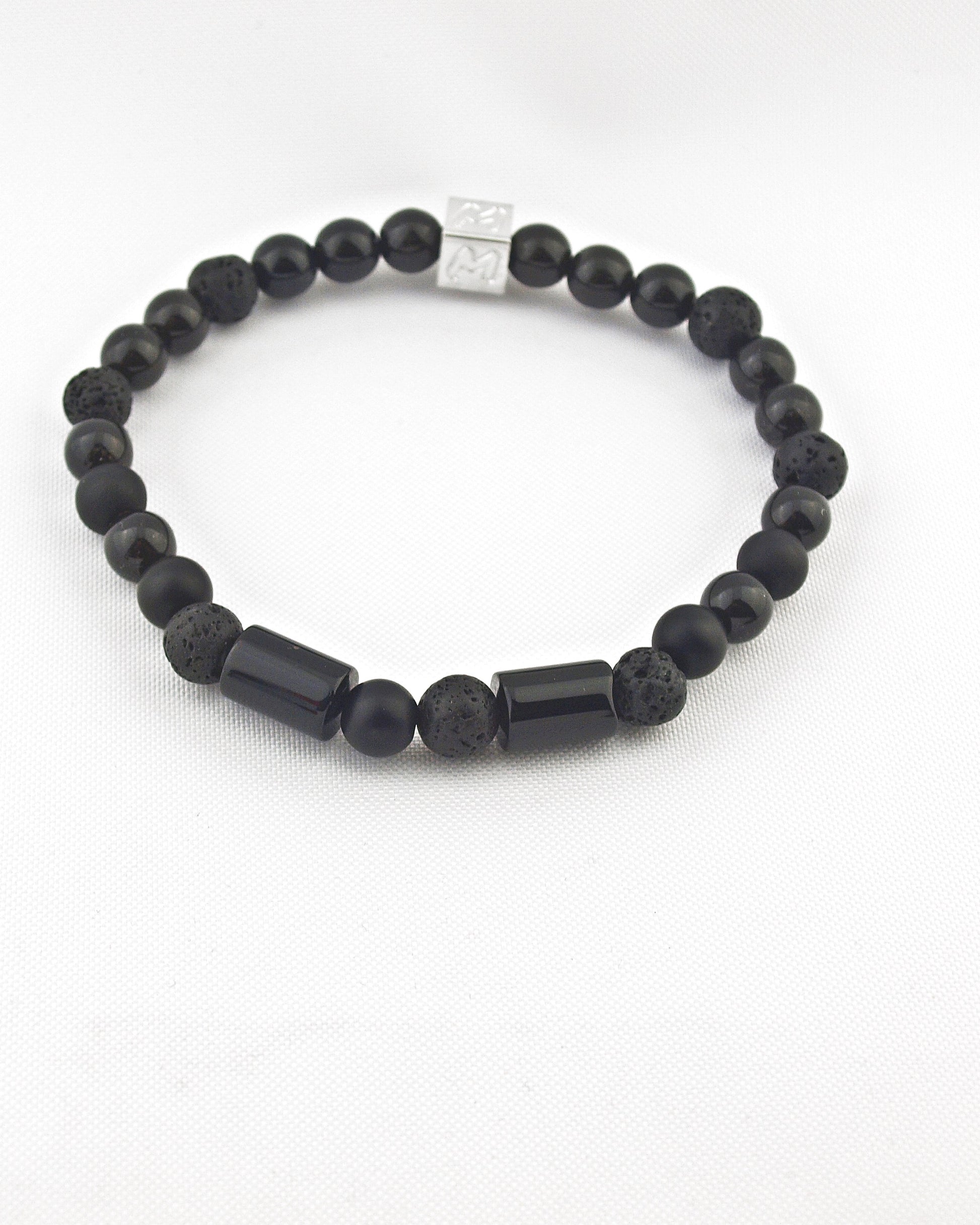 Natuursteenarmband Tube Laquan Zwart