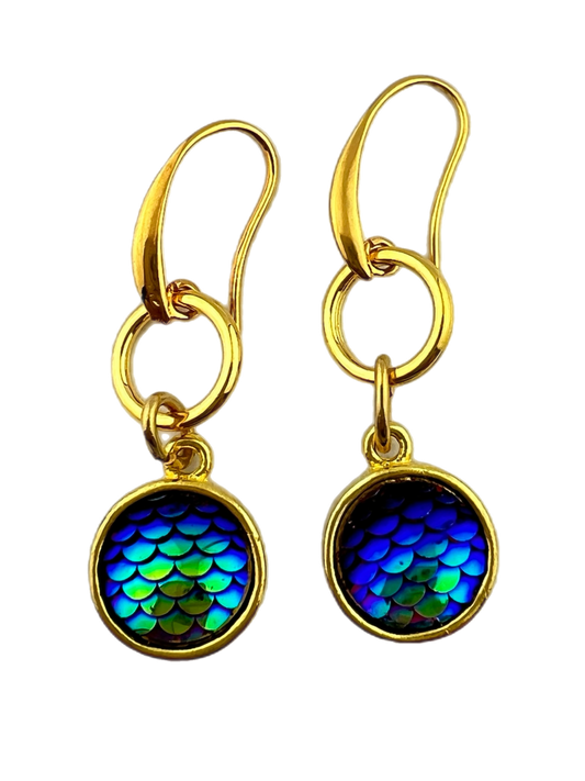 Oorbellen Goud Mermaid blauw