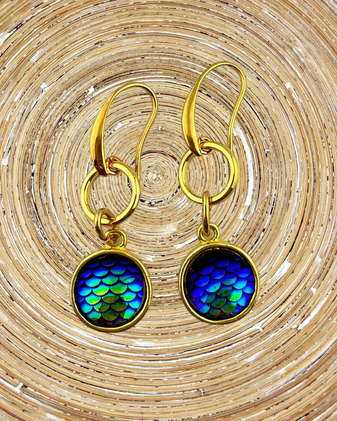 Oorbellen Goud Mermaid blauw