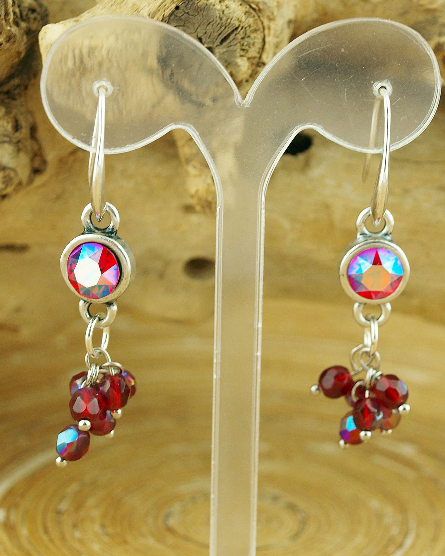 Oorbellen Swarovski Rood Bundel zilver