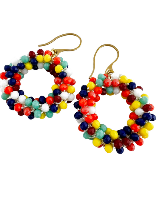 Oorbellen Regenboog facet rond