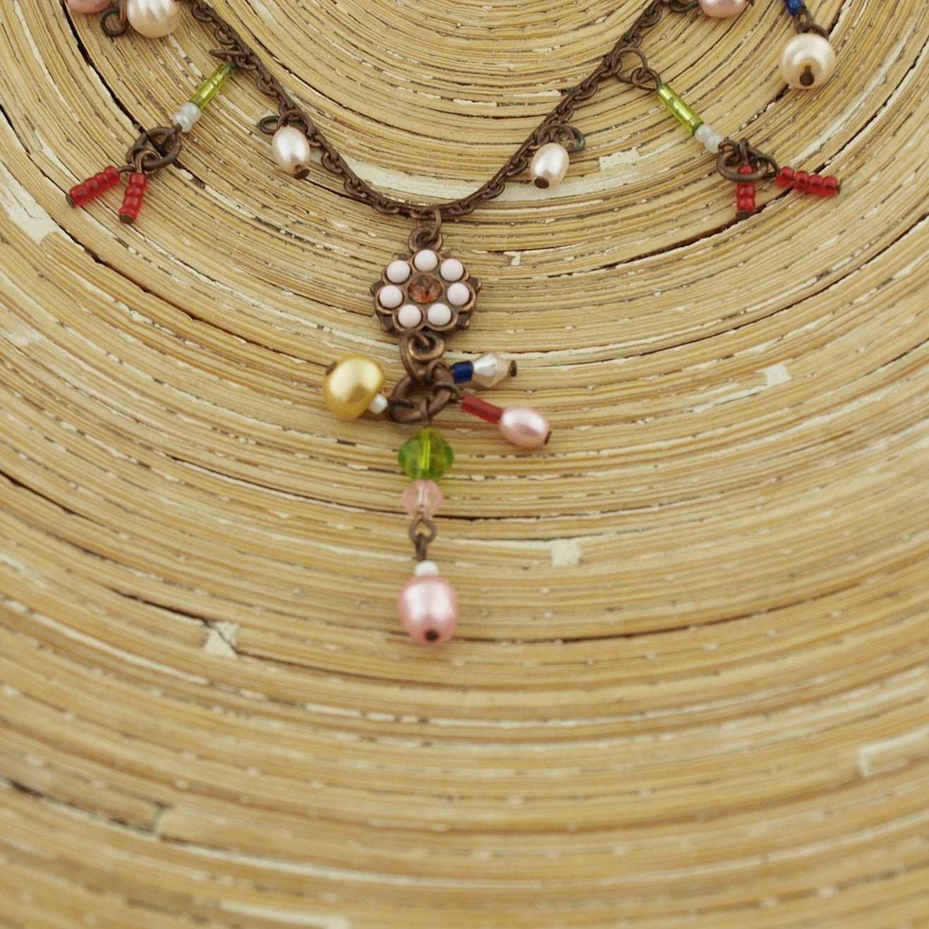Ketting floral red bronze