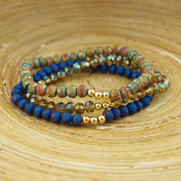 Armbanden set facet kralen petrol