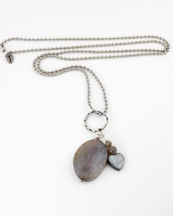 Lange ketting Grey Heart Shell
