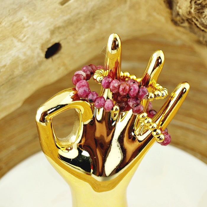 Stretch ringen set van jade kralen orchidee