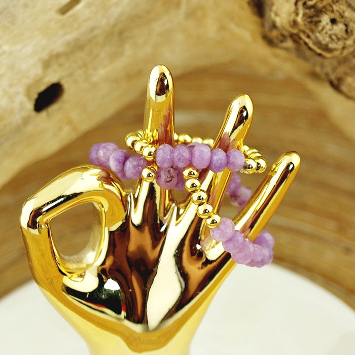 Stretch ringen set van jade kralen Lila