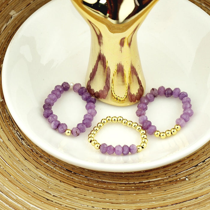 Stretch ringen set van jade kralen Lila
